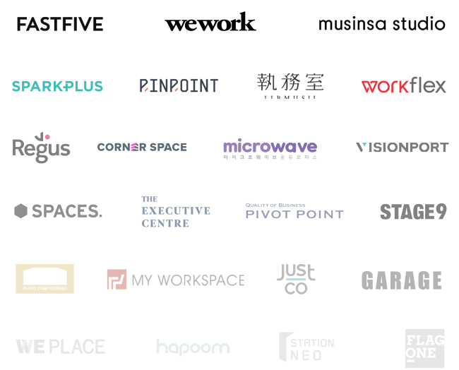 패스트파이브, 위워크, 스파크플러스, 무신사스튜디오, 핀포인트, 비전포트, 집무실, 워크플렉스, 저스트코, 스테이지나인, 마이워크스페이스 등 다양한 브랜드 제휴