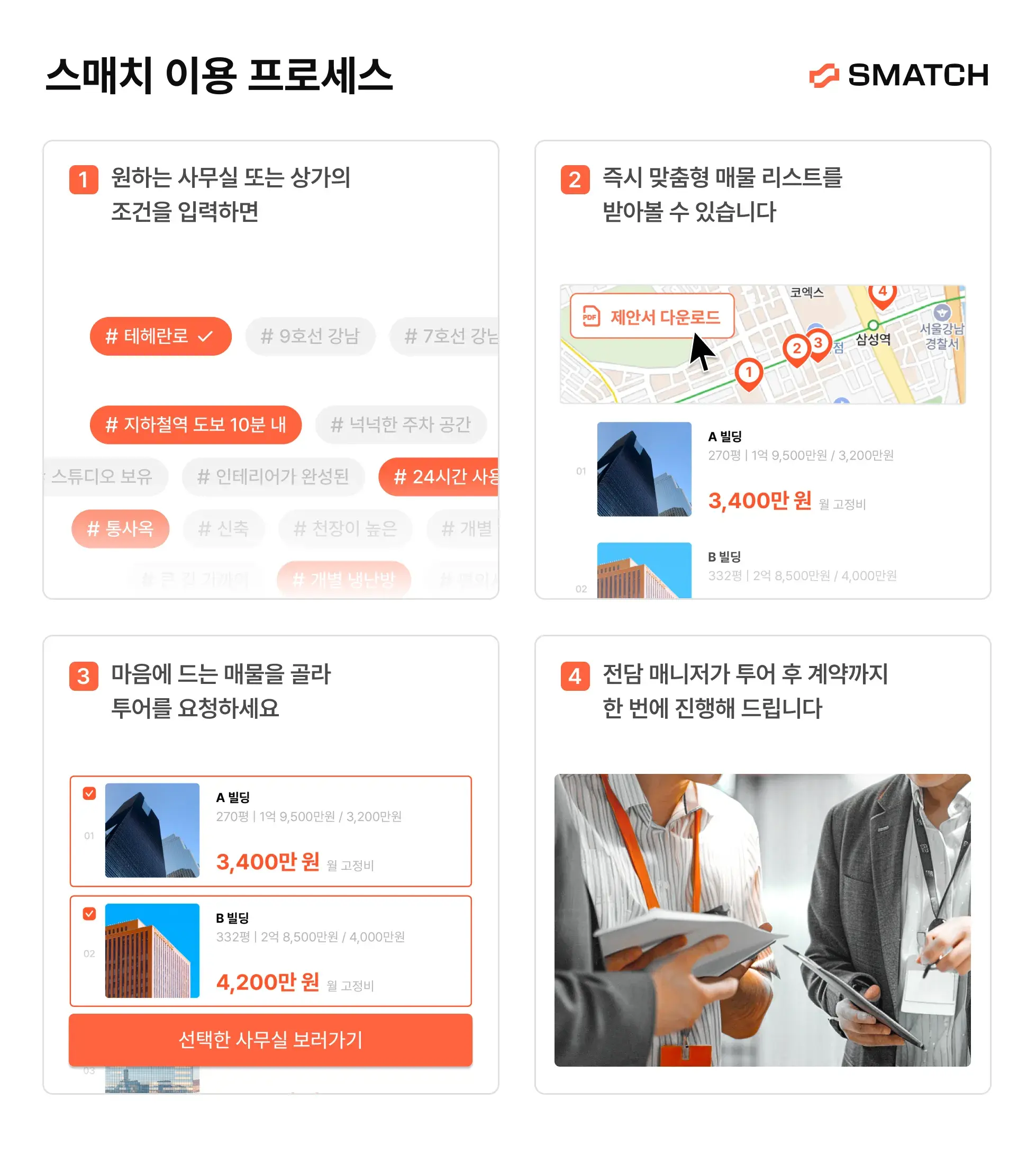 조양빌딩 별관 임대 스매치 이용 프로세스
